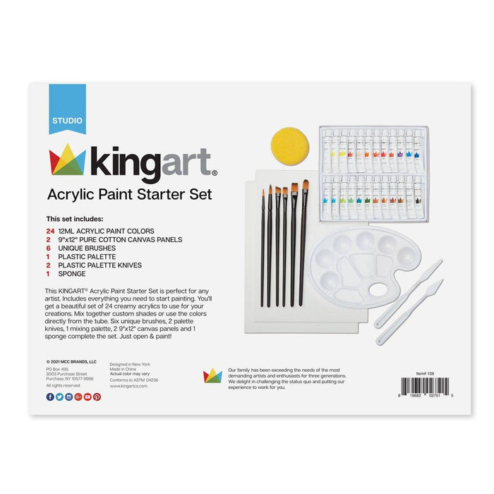 KINGART® Studio Acrylic Paint Starter Art Set, 36 Unique Pieces - KINGART