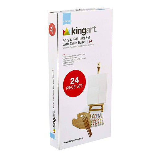 KINGART® Studio Acrylic Painting Set with Table Easel, 24 Piece Set - KINGART