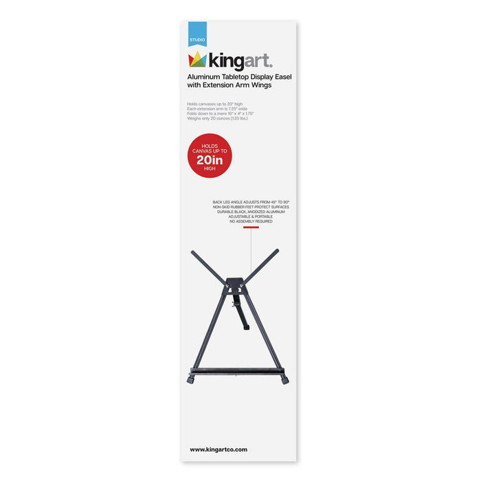 KINGART® Studio Black Aluminum Tabletop Display Easel, Adjustable with Extension Arm Wings - KINGART