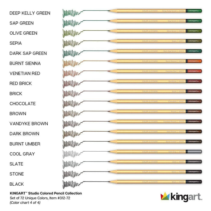 KINGART® Studio Colored Pencil Set, 72 Unique Colors - KINGART