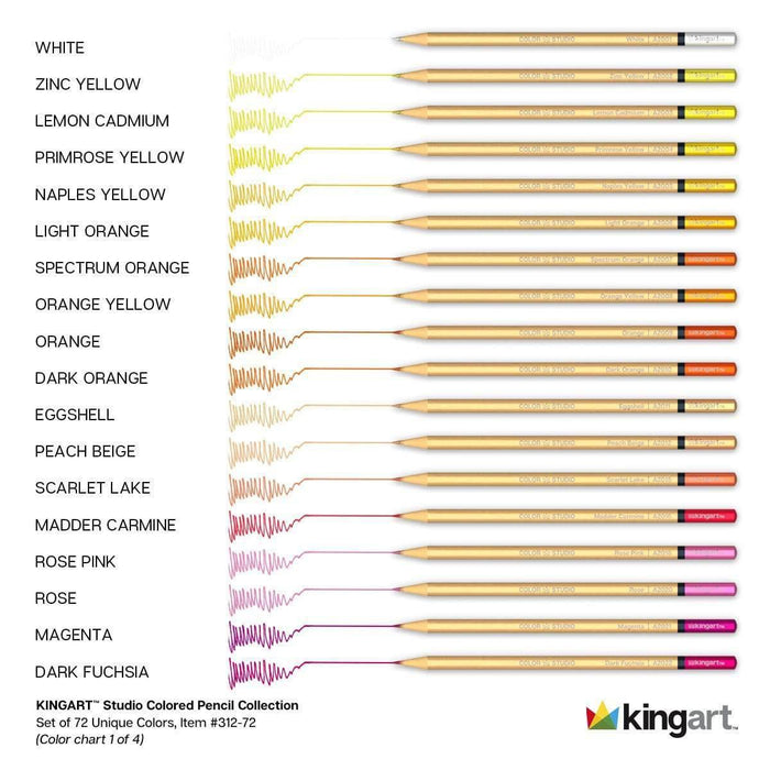 KINGART® Studio Colored Pencil Set, 72 Unique Colors - KINGART