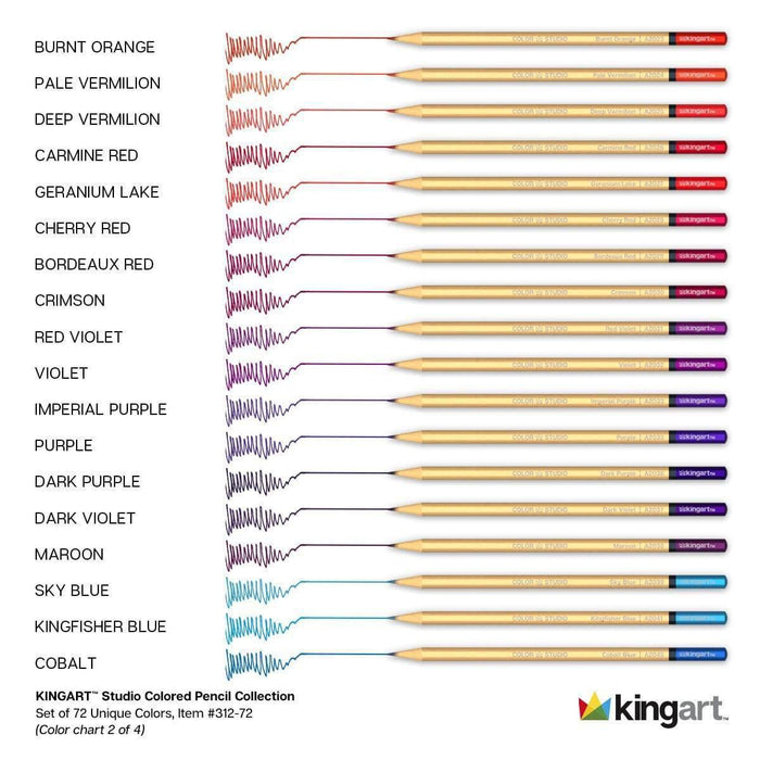 KINGART® Studio Colored Pencil Set, 72 Unique Colors - KINGART