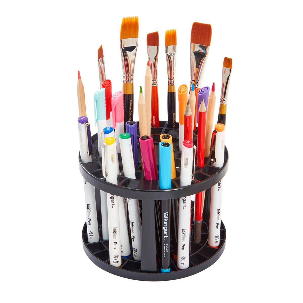 SUCOOL 49 Hole Pencil Holder Paint Brush Holder and Organizer, Rotating  Desk Organizer for Paint Brushes, Makeup brush, Colored Pencils, Markers