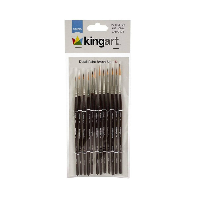 KINGART® Studio Fine Detail Brushes, Set of 12 - KINGART