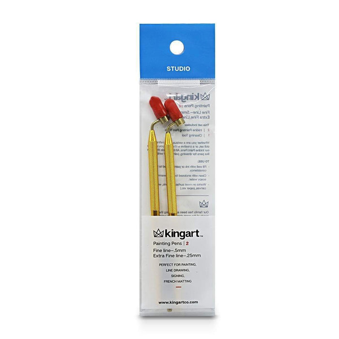 KINGART® Studio Fine Line Painting Pen 2-Pack Set,  Stem Flow .5mm & .25mm, Applicable with Inks, Acrylics & Water Based Media - KINGART