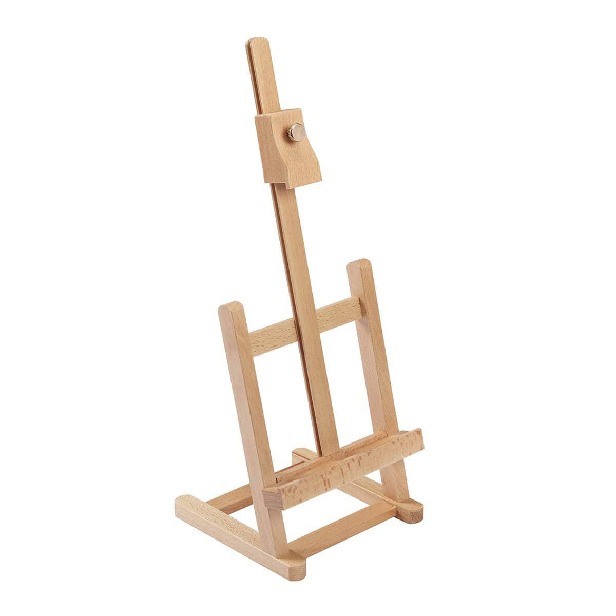 US Art Supply 16 High Natural Wood Display Stand A-Frame Artist Easel  (Pack of 4) - Adjustable Wooden Tripod Tabletop Holder Stand for Canvas