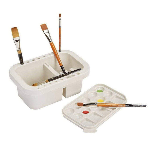 KINGART® Studio Multi-Purpose Brush Tub with Built In Sealable 15-Well Palette - KINGART