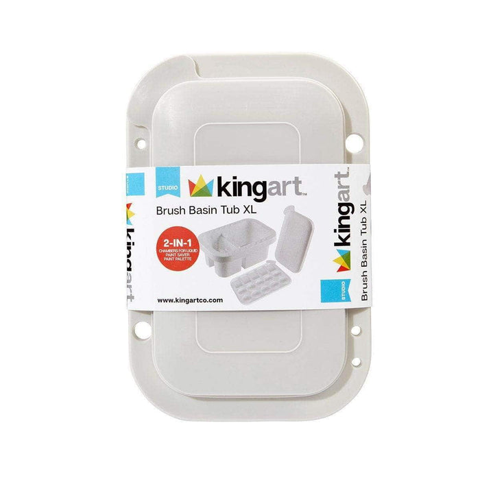 KINGART® Studio Multi-Purpose Brush Tub with Built In Sealable 15-Well Palette - KINGART