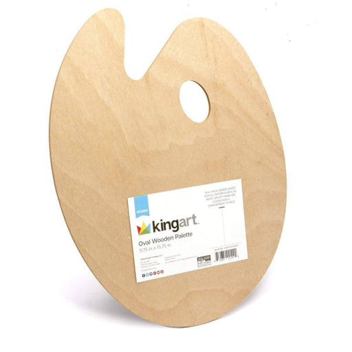 KINGART® Studio Over-Sized Oval Shaped Wooden Palette, Oil/Acrylic Paint Tray - 11.75" X 15.75" - KINGART