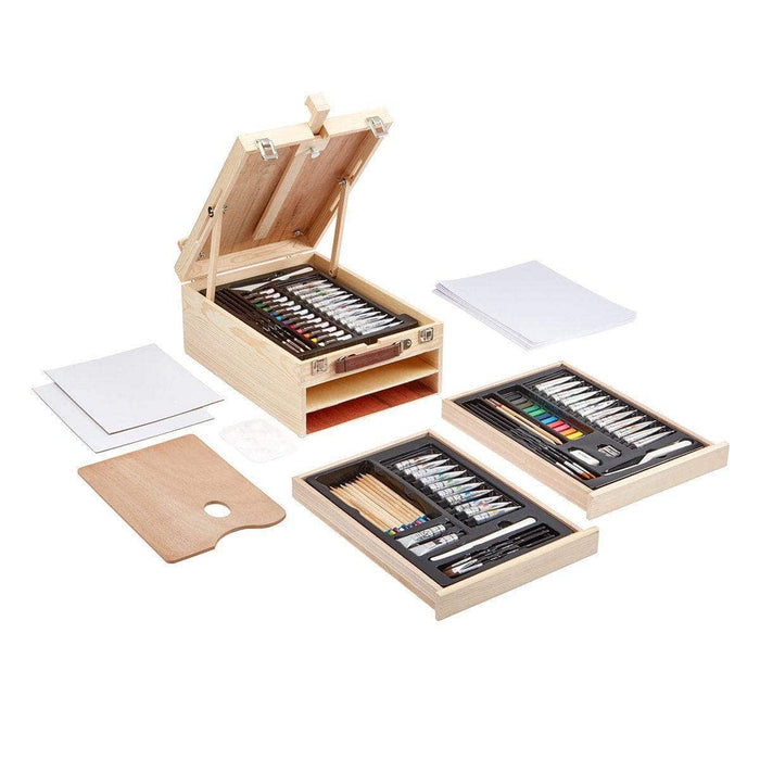 KINGART® Studio Series Mixed Media Table-Top Sketchbox Easel Art Set - KINGART