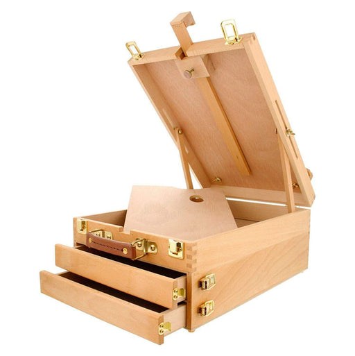 KINGART® Studio Sketchbox Easel, Beechwood, Extra Large, Adjustable, 2-Drawer, Wood Palette with Natural Finish - KINGART