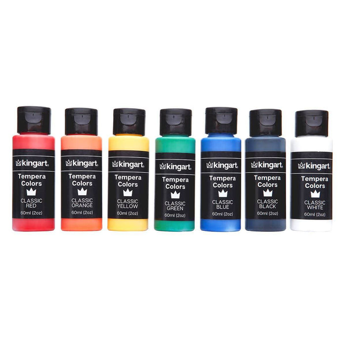 KINGART® Studio Tempera Paint, Washable, 60ml (2oz) Bottle, Set of 18 Unique Colors - KINGART