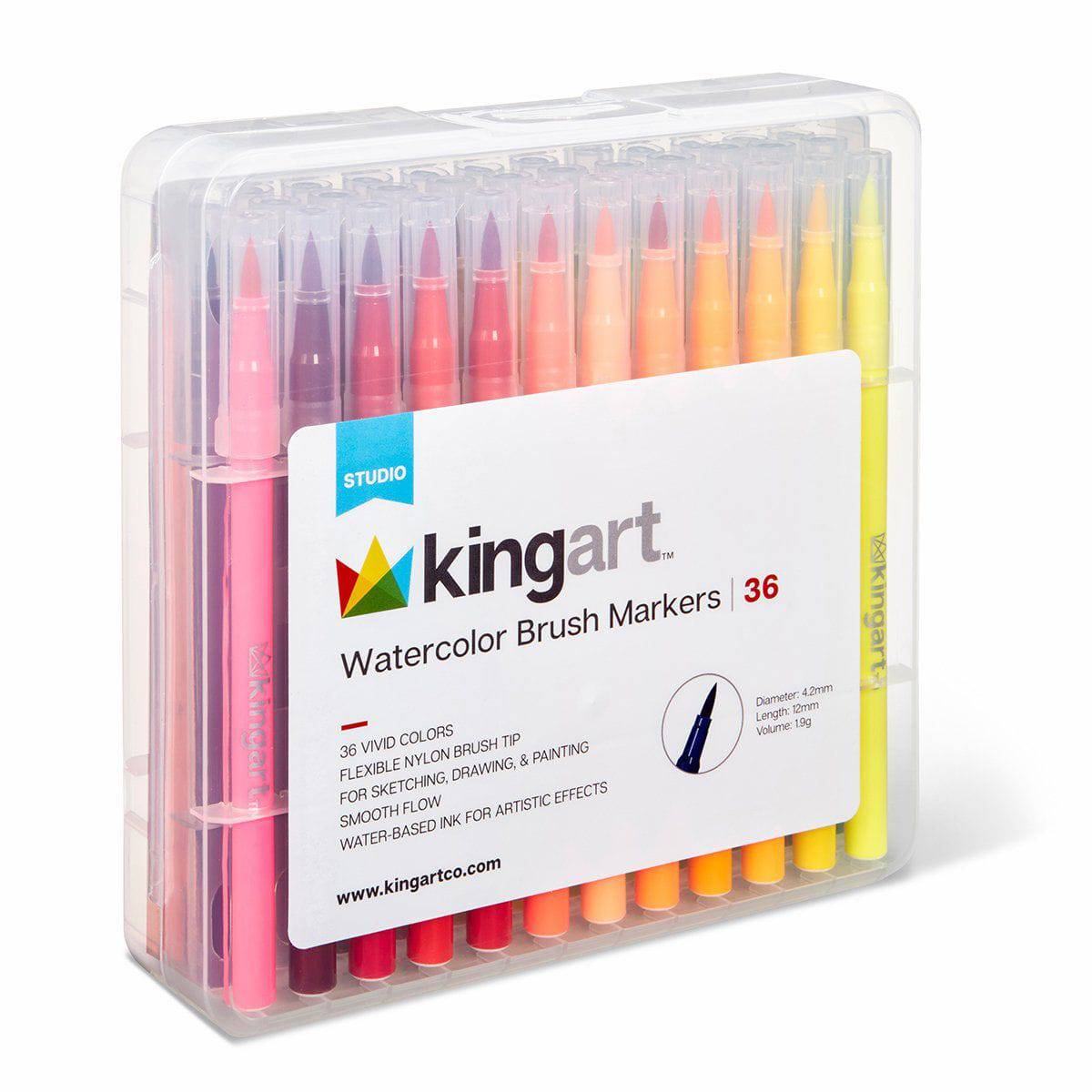Kingart 96-Piece Unique Colors Dual-Tip Brush Pen Art Markers