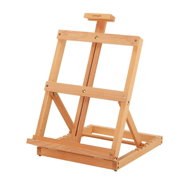 U.S. Art Supply 16 inch Mini Tabletop Wooden H-Frame Studio Easel - Artists Adjustable Beechwood Painting and Display Easel