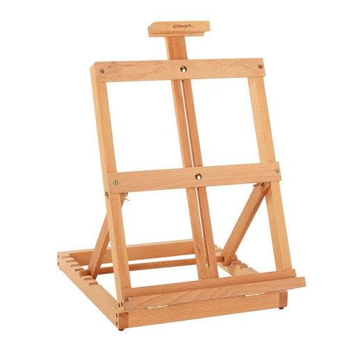 KINGART® Studio Wooden H-Frame Studio Easel, Heavy Duty Tabletop, Natural Finish - KINGART