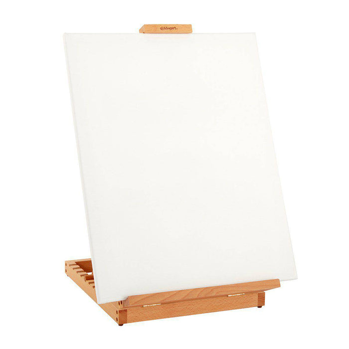 KINGART® Studio Wooden H-Frame Studio Easel, Heavy Duty Tabletop, Natural Finish - KINGART