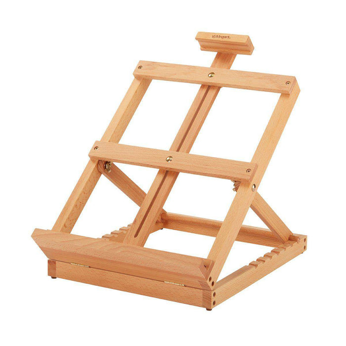 KINGART® Studio Wooden H-Frame Studio Easel, Heavy Duty Tabletop, Natural Finish - KINGART