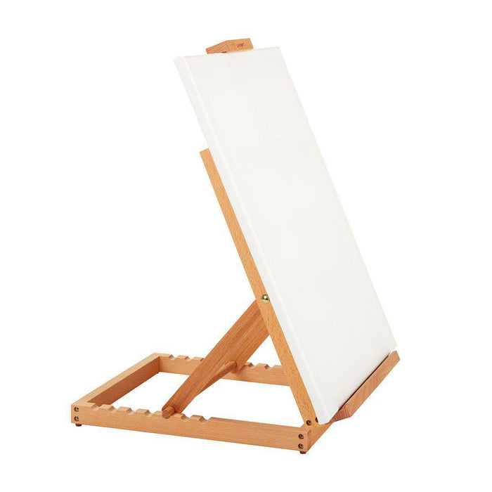 KINGART® Studio Wooden H-Frame Studio Easel, Heavy Duty Tabletop, Natural Finish - KINGART