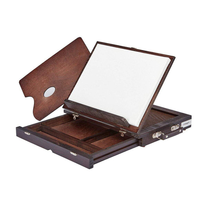 KINGART® Studio Wooden Tabletop Easel, Adjustable with Storage Drawer & Wood Palette, Espresso Finish - KINGART