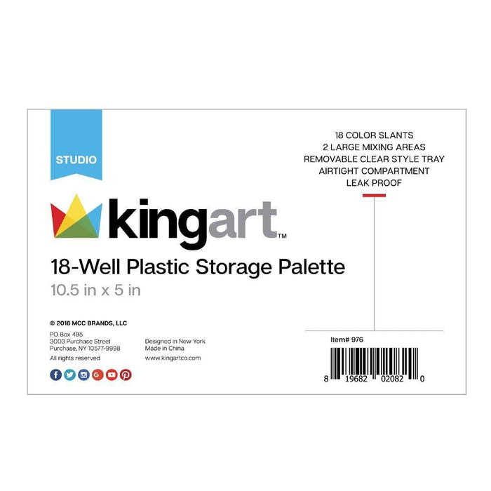 KINGART® Watercolor Airtight Leak Proof Portable Palette 18-Well & Mixing Tray - KINGART