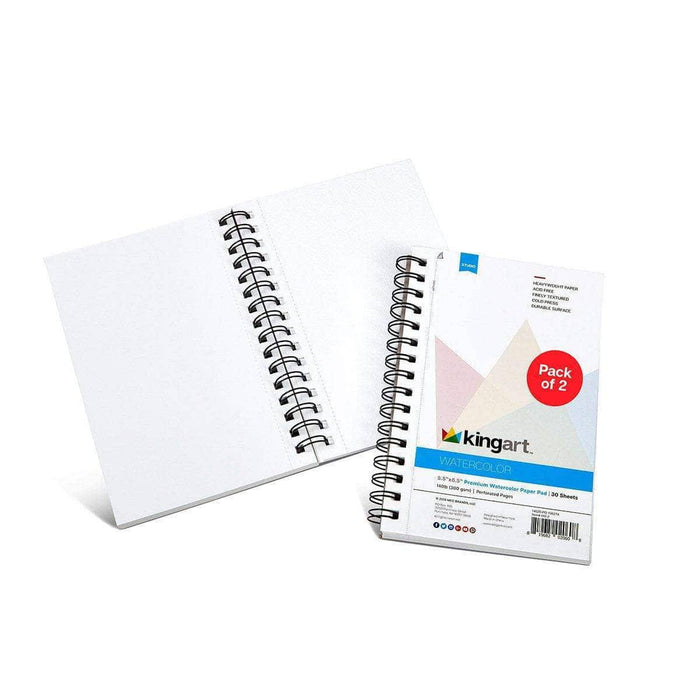 KINGART® Watercolor Paper 2-Pack, Cold Pressed, Acid Free & Perforated, 5.5 X 8.5", 30 Sheets (Per Pad) - KINGART