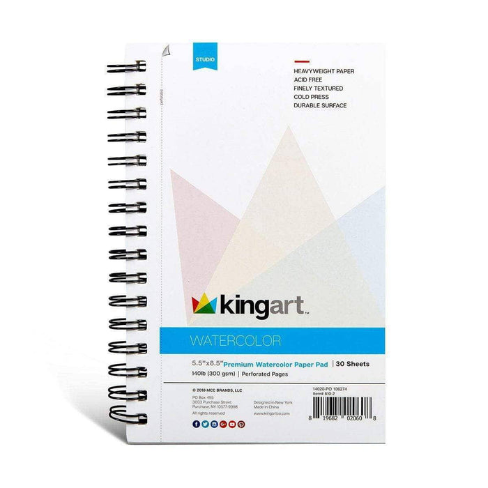 KINGART® Watercolor Paper 2-Pack, Cold Pressed, Acid Free & Perforated, 5.5 X 8.5", 30 Sheets (Per Pad) - KINGART