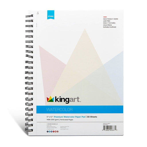 KINGART® Watercolor Paper, Cold Pressed, Acid Free & Perforated, 9 X 12", 30 Sheets - KINGART