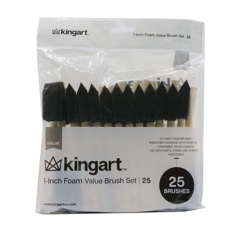 KINGART® Foam Brush Value Pack, Size 1”, 25 Brushes - KINGART