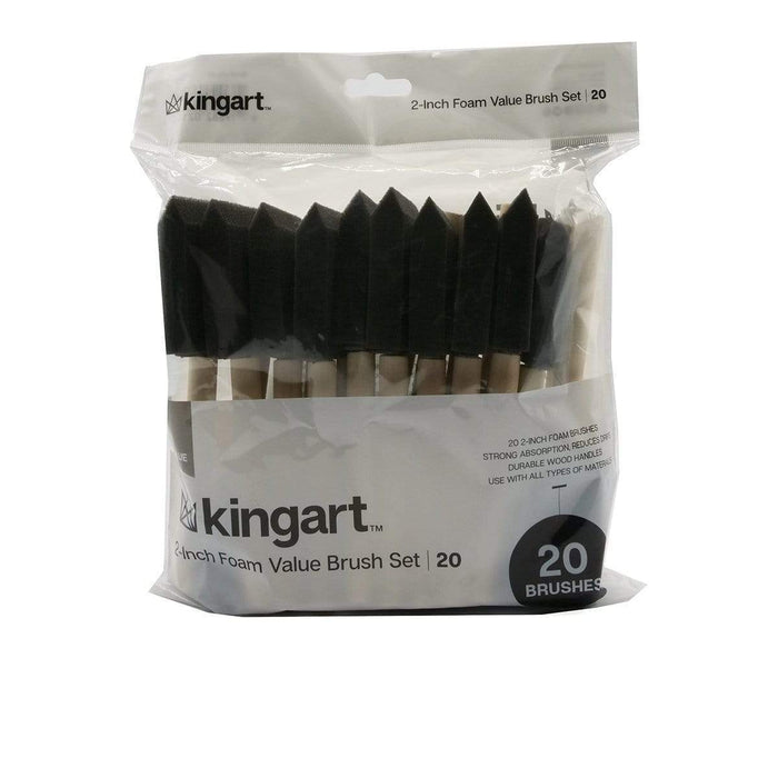 KINGART® Foam Brush Value Pack, Size 2”, 20 Brushes - KINGART