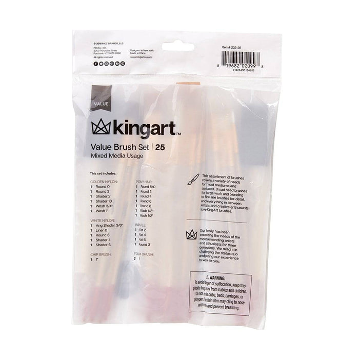 KINGART® Value Brush Set 25-Pack - KINGART