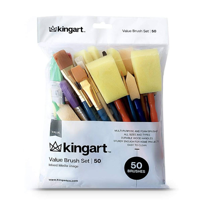 KINGART® Value Pack Brush Set 50-Pack - KINGART