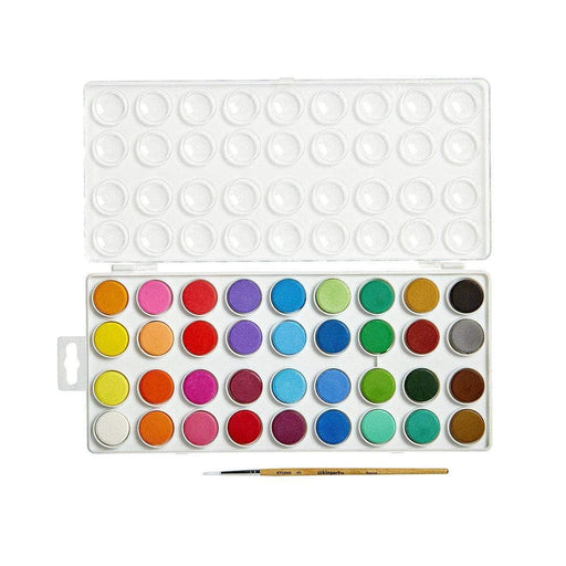 KINGART® Watercolor Pan Set, 36 Unique Colors & Paint Brush - KINGART